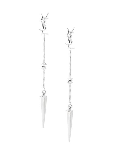 opyum ysl rhinestone spike earrings in metal|Saint Laurent Opyum YSL Rhinestone Spike Earrings.